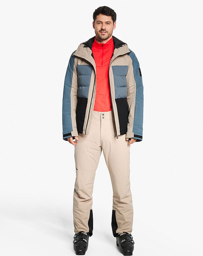 Herren ski-outfit Ziener TARLO Z Man Iron Sky Cord Black Ski Jacket Herren Skijacke TARLO Blau Beige Schwarz