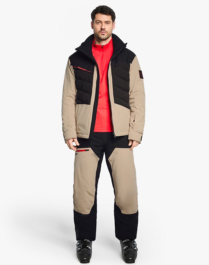 Mens ski-outfit Herren Ziener TIDAL Z Men Sandstone Ski Jacket Herren Skijacke TIDAL Beige Schwarz