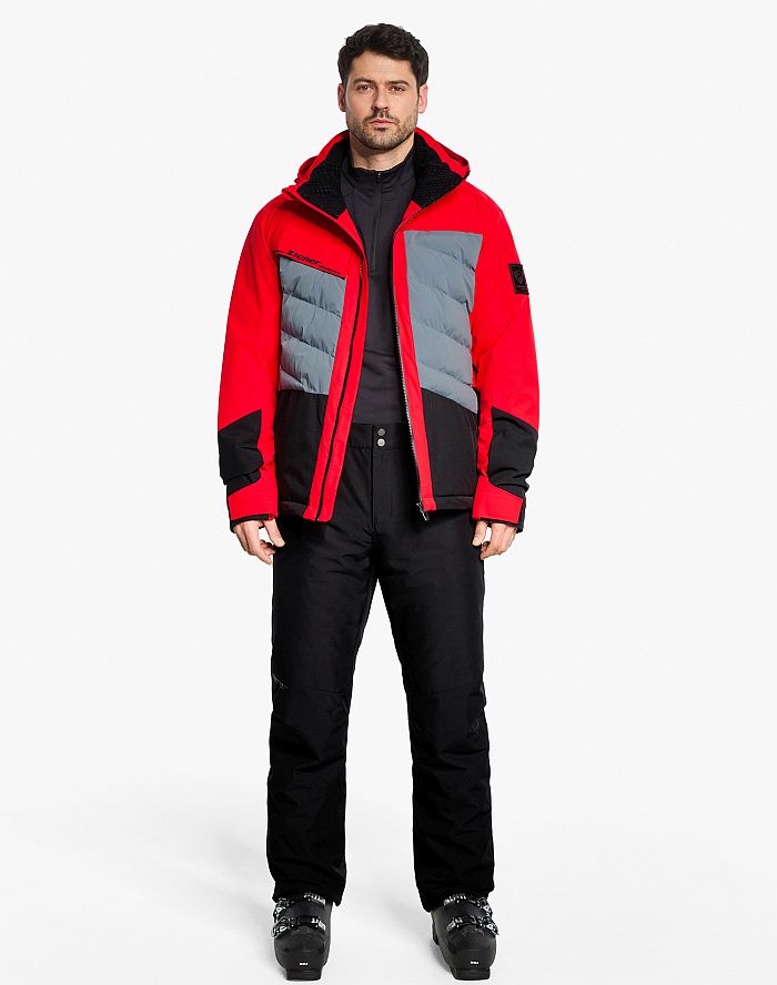 Herren ski-outfit Ziener TIDAL Z Men Red Rot Ski Jacket Herren Skijacke TIDAL Rot Grau Schwarz Man Z
