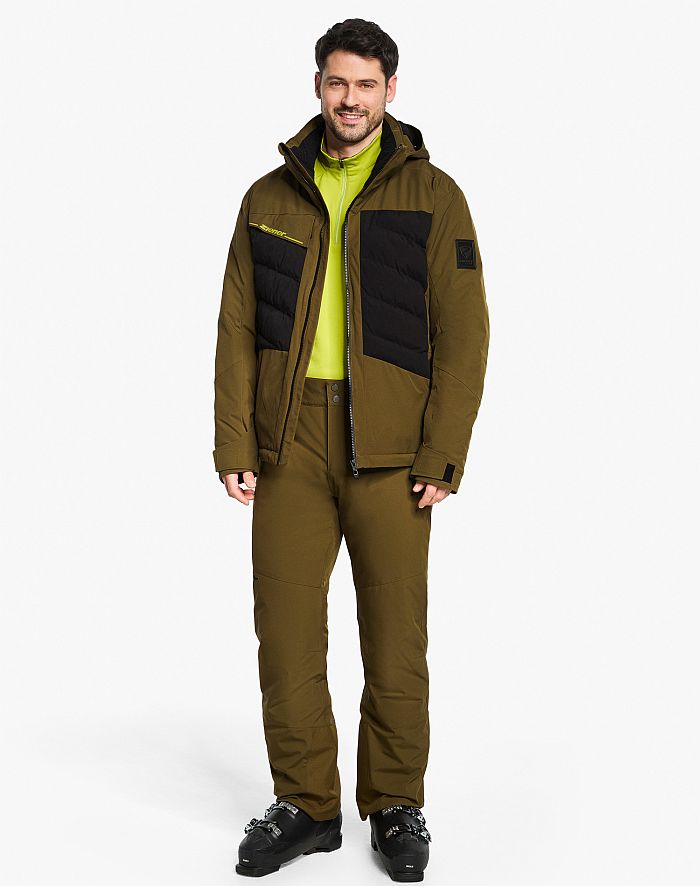 Herren ski-outfit Ziener TiDAL Z Men Seaweed Grun Ski Jacket Herren Skijacke Ziener TIDAL Olive Schwarz