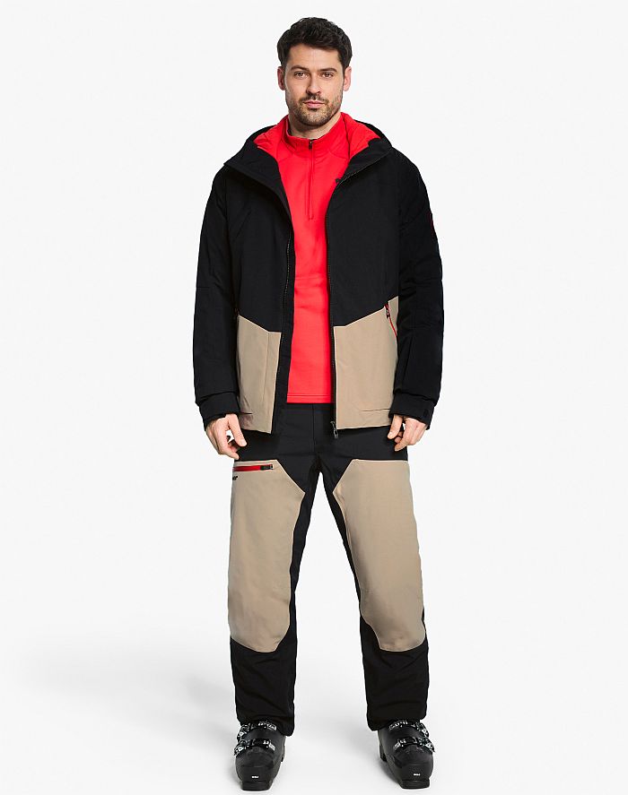 Herren ski-outfit Ziener TOBIN Z Man Sandstone Ski Jacket Herren Skijacke TOBIN Ziener Schwarz Beige