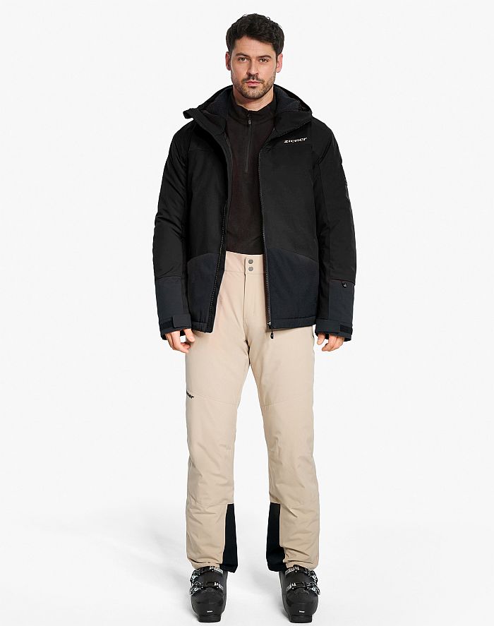 Herren ski-outfit Man Ziener TARAINO Z Black Schwarz AquaShield Ski Jacket Herren Ziener TARAINO Schwarz