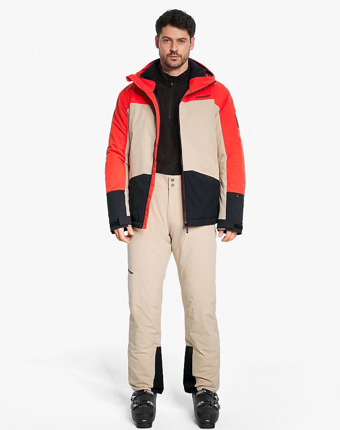 Herren Outfit Mens Ziener TARAINO Z Man Seaweed Red Rot AquaShield ski jacket Ziener TARAINO Rot Beige Schwarz Orange
