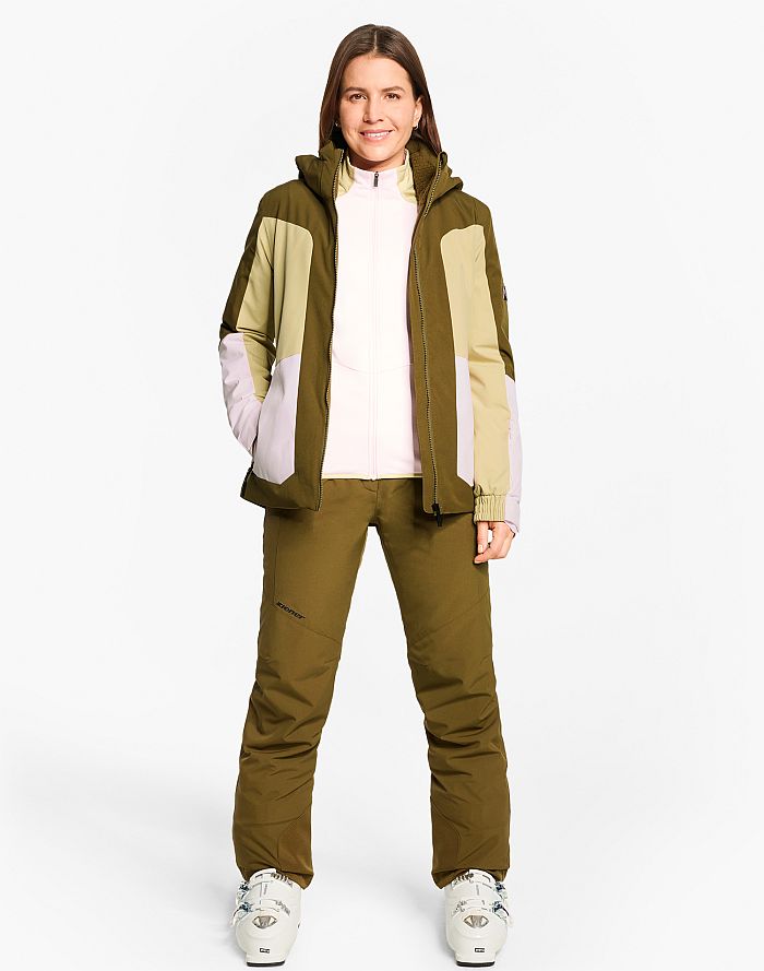 Damen ski-outfit Ziener TARLA Z Lady Seaweed Green Grun Ski Jacket Ski Jacket Damen Skijacke TARLA Olive beige