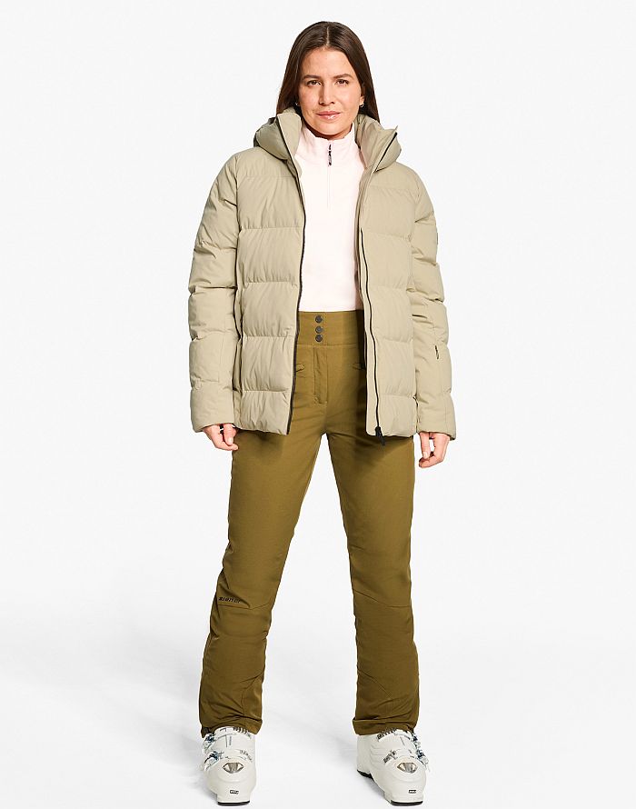 Damen ski-outfit Ziener TRAVA Z Lady Sage Leaf Grun Ski Jacket Damen TRAVA Beige Skijacke