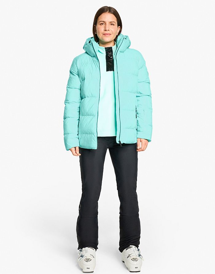Damen Grün outfit Ziener TRAVA Z Lady Radiant Lagoon Shine Grun Ski Jacket TRAVA Damen Skijacke