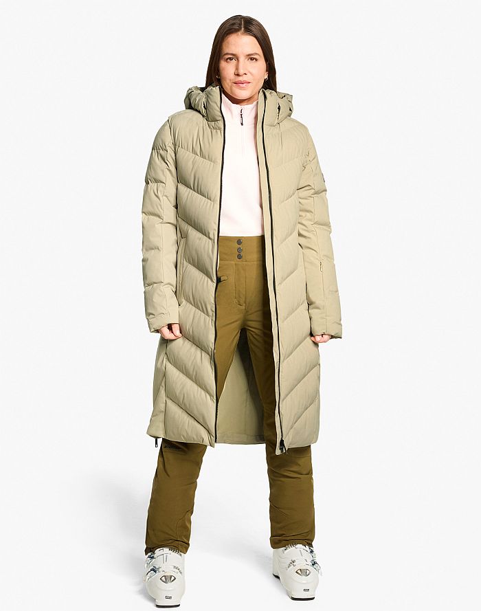 Ladies ski-outfit Damen Ziener TELSE Z Lady Sage Leaf Grun Ski Mantel Ziener Damen Skijacke TELSE Beige