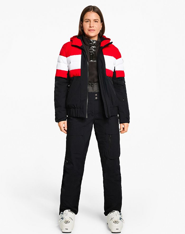 Damen ski-outfit Ziener TINDIA Z Lady Rot Red Ski Jacket Ski Jacket Damen Skijacke TINDIA Schwarz Rot Weiss