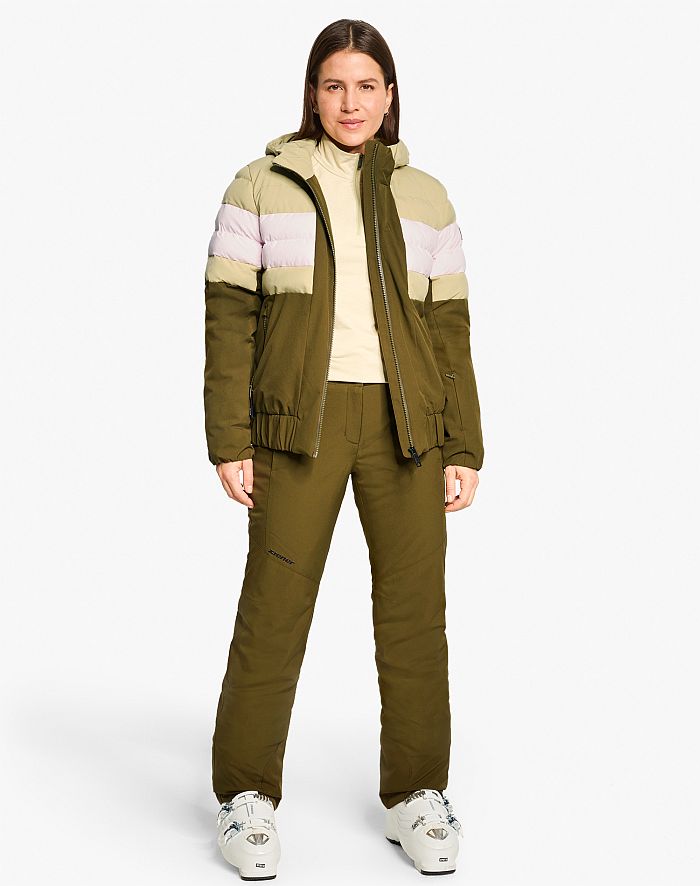 Damen Outfit Ziener TINDIA Z Lady Seaweed Grun Ski Jacket Ski Jacket Damen Skijacke TINDIA Olive Rosa Beige