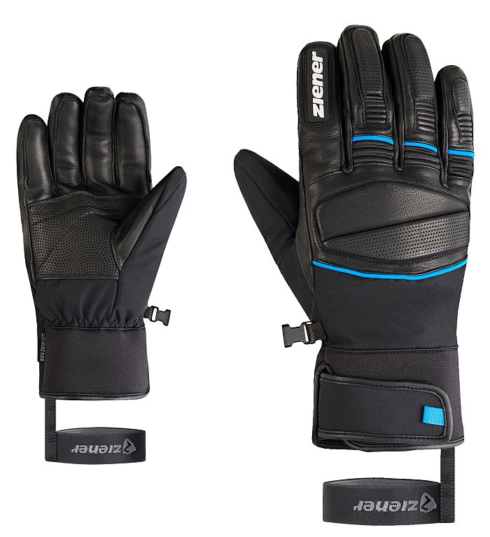Herren Ziener Gomin Black Persian Blue Ski Gloves Men, Skihandschuhe Ziener Gomin Z Schwarz Blau Herren