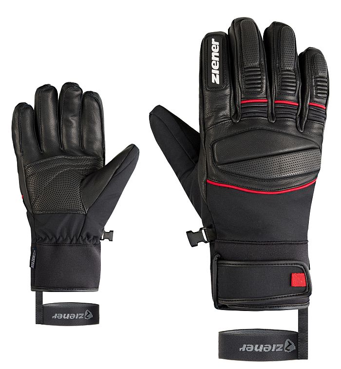 Herren Ziener Gomin Black Red Skihandschuhe Schwarz Rot Ski Gloves Man